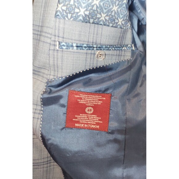 Snover Light Blue Check Blazer Men's Size 38 Business Formal Jacket - Picture 10 of 10